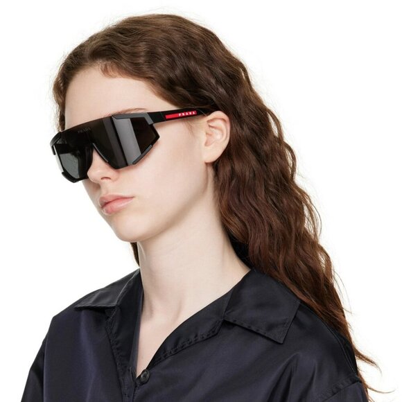 Prada Linea Rossa PS04WSF DG006F BRAND NEW Sunglasses Black Rubber Grey Unisex - Picture 1 of 13